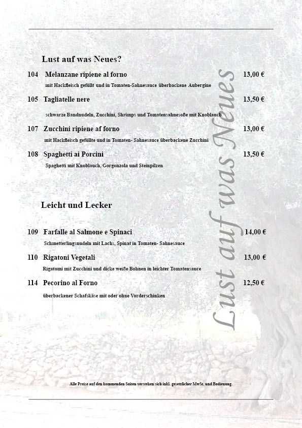 Speisekarte Seite 2